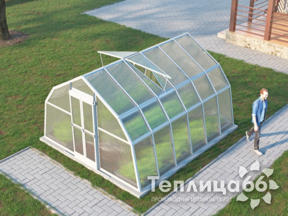 Теплица Рада Таймыр из поликарбоната, 3,5x4 метра, белая